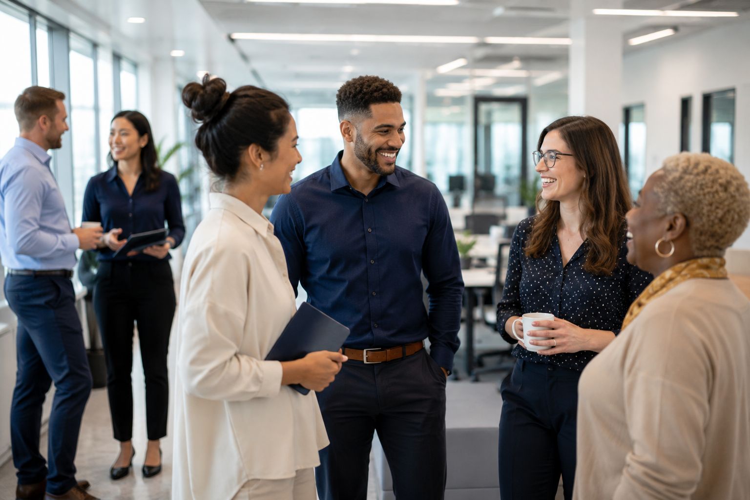 Diverse contract operations team in conversation